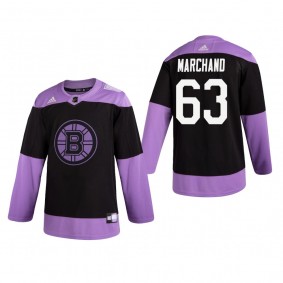 Brad Marchand Hockey Fights Cancer Jersey Boston Bruins Black Practice