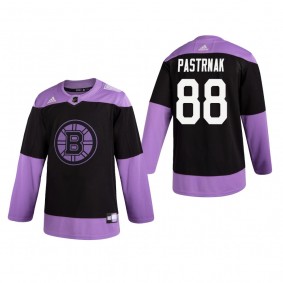 David Pastrnak #88 Boston Bruins 2019 Hockey Fights Cancer Black Practice Jersey