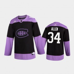 Jake Allen 2020 Hockey Fights Cancer Jersey Montreal Canadiens Black Practice