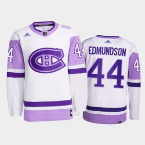 Joel Edmundson #44 Montreal Canadiens 2021 HockeyFightsCancer White Primegreen Jersey