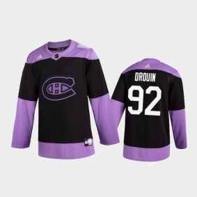 Jonathan Drouin 2020 Hockey Fights Cancer Jersey Montreal Canadiens Black Practice