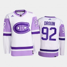 Jonathan Drouin 2021 Hockey Fights Cancer Jersey Montreal Canadiens White Primegreen