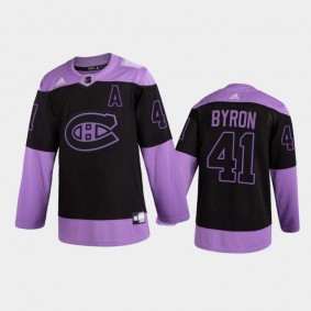 Paul Byron 2021 Hockey Fights Cancer Night Canadiens Jersey Purple