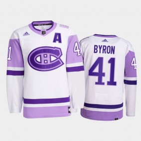 Paul Byron 2021 Hockey Fights Cancer Jersey Montreal Canadiens White Primegreen