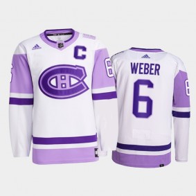 Shea Weber 2021 Hockey Fights Cancer Jersey Montreal Canadiens White Primegreen