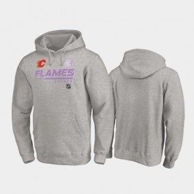 2020 Hockey Fights Cancer Calgary Flames Pullover Hoodie Heather Gray
