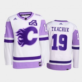 Matthew Tkachuk 2021 Hockey Fights Cancer Jersey Calgary Flames White Primegreen