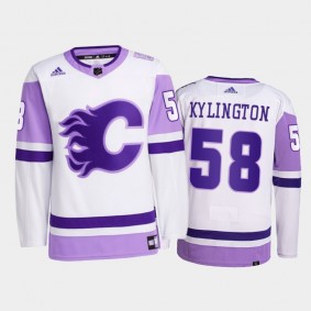 Oliver Kylington 2021 Hockey Fights Cancer Jersey Calgary Flames White Primegreen