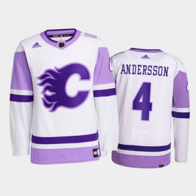 Rasmus Andersson 2021 Hockey Fights Cancer Jersey Calgary Flames White Primegreen