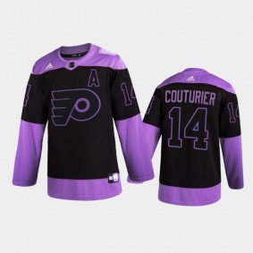 Sean Couturier 2021 Hockey Fights Cancer Night Flyers Jersey Purple