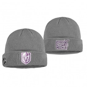 Vegas Golden Knights 2019 Hockey Fights Cancer Knit Hat Cuffed Fanatics Gray