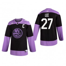 New York Islanders No27 Anders Lee Purple Fights Cancer Womens Jersey