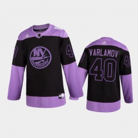 semyon varlamov 2021 Hockey Fights Cancer Night Islanders Jersey Purple