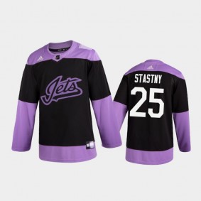 Paul Stastny 2020 Hockey Fights Cancer Jersey Winnipeg Jets Black Practice