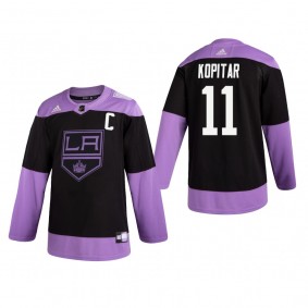Los Angeles Kings Anze Kopitar Official Purple Adidas Authentic Adult  Fights Cancer Practice NHL Hockey Jersey