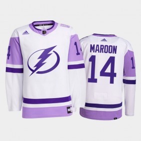 Patrick Maroon 2021 Hockey Fights Cancer Lightning White Primegreen Jersey