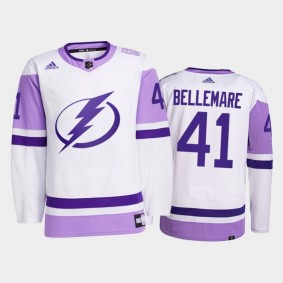Pierre-Edouard Bellemare 2021 Hockey Fights Cancer Lightning White Primegreen Jersey