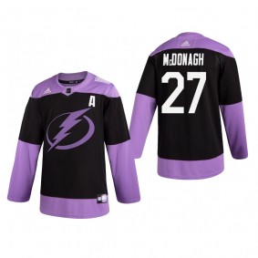 Ryan McDonagh Hockey Fights Cancer Jersey Tampa Bay Lightning Black Practice