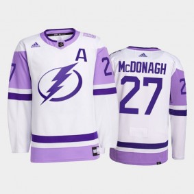 Ryan McDonagh 2021 Hockey Fights Cancer Lightning White Primegreen Jersey