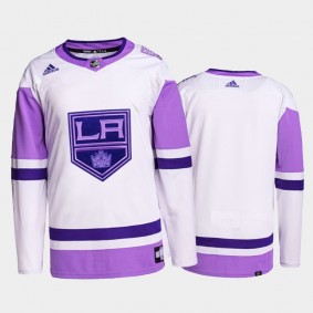 Men's adidas White/Purple Los Angeles Kings Hockey Fights Cancer Primegreen  Authentic Blank Practice Jersey