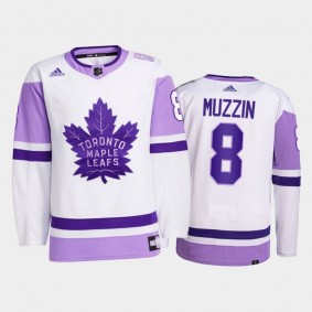 Jake Muzzin 2021 Hockey Fights Cancer Jersey Toronto Maple Leafs White Primegreen