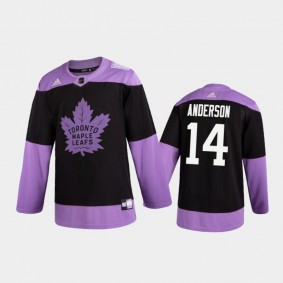 Joey Anderson 2020 Hockey Fights Cancer Jersey Toronto Maple Leafs Black Practice