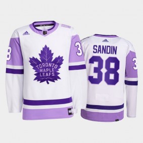 Rasmus Sandin 2021 Hockey Fights Cancer Jersey Toronto Maple Leafs White Primegreen