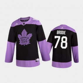 T. J. Brodie 2020 Hockey Fights Cancer Jersey Toronto Maple Leafs Black Practice