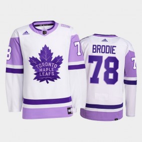 T.J. Brodie 2021 Hockey Fights Cancer Jersey Toronto Maple Leafs White Primegreen