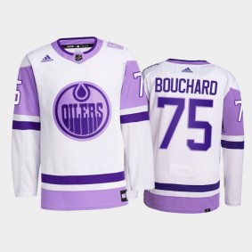 Evan Bouchard 2021 Hockey Fights Cancer Jersey Edmonton Oilers White Primegreen