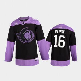 Austin Watson 2020 Hockey Fights Cancer Jersey Ottawa Senators Purple 2D Practice