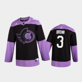 Josh Brown 2020 Hockey Fights Cancer Jersey Ottawa Senators Purple 2D Practice