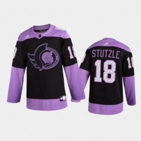 Tim Stutzle 2021 Hockey Fights Cancer Night Senators Jersey Purple